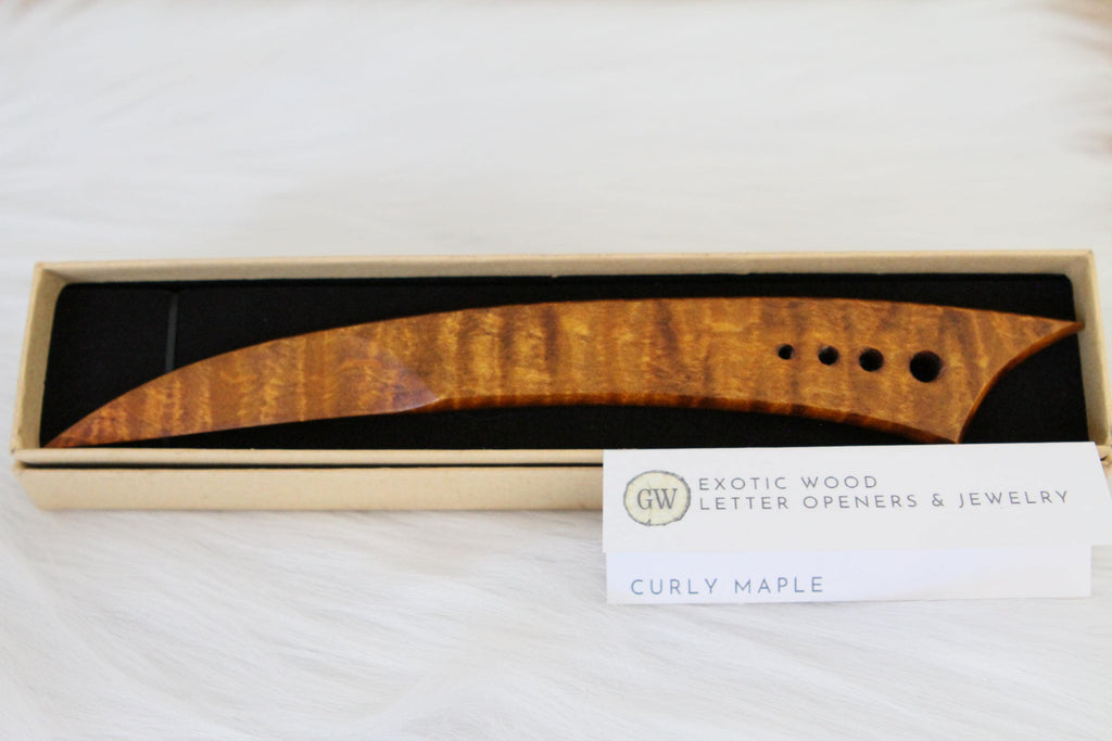 Curly Maple Letter Opener, Amber