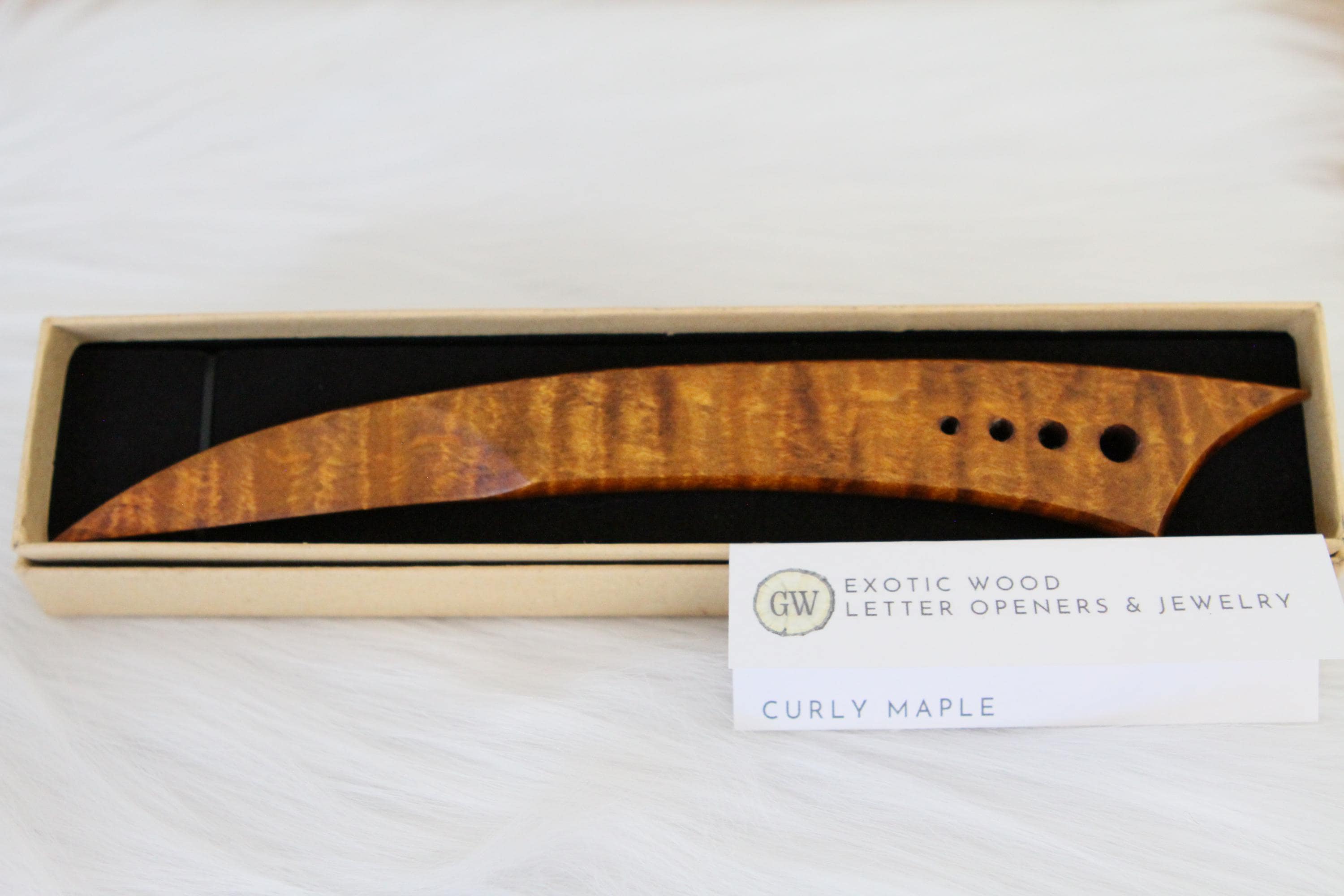 Curly Maple Letter Opener, Amber