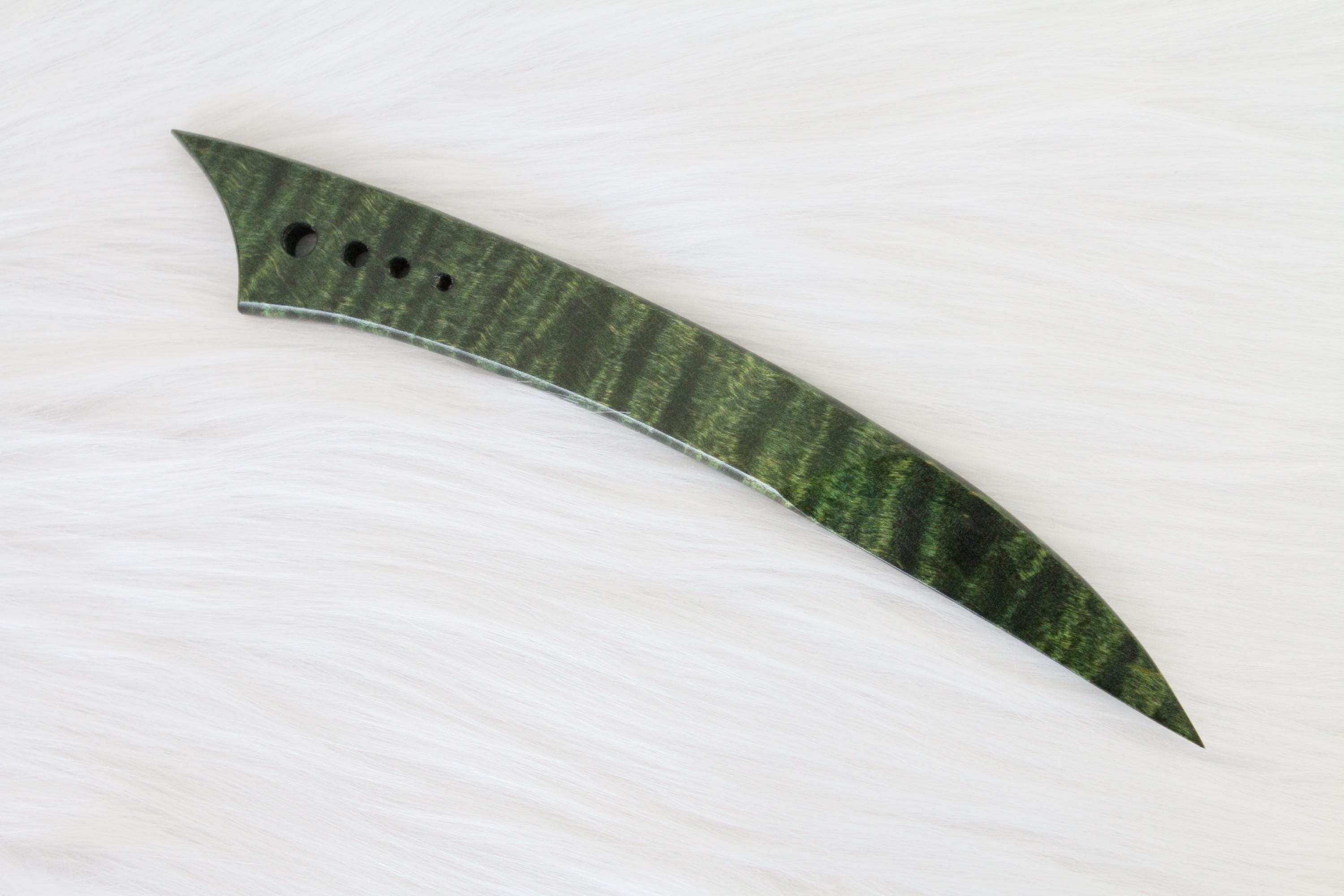 Curly Maple Letter Opener, Green