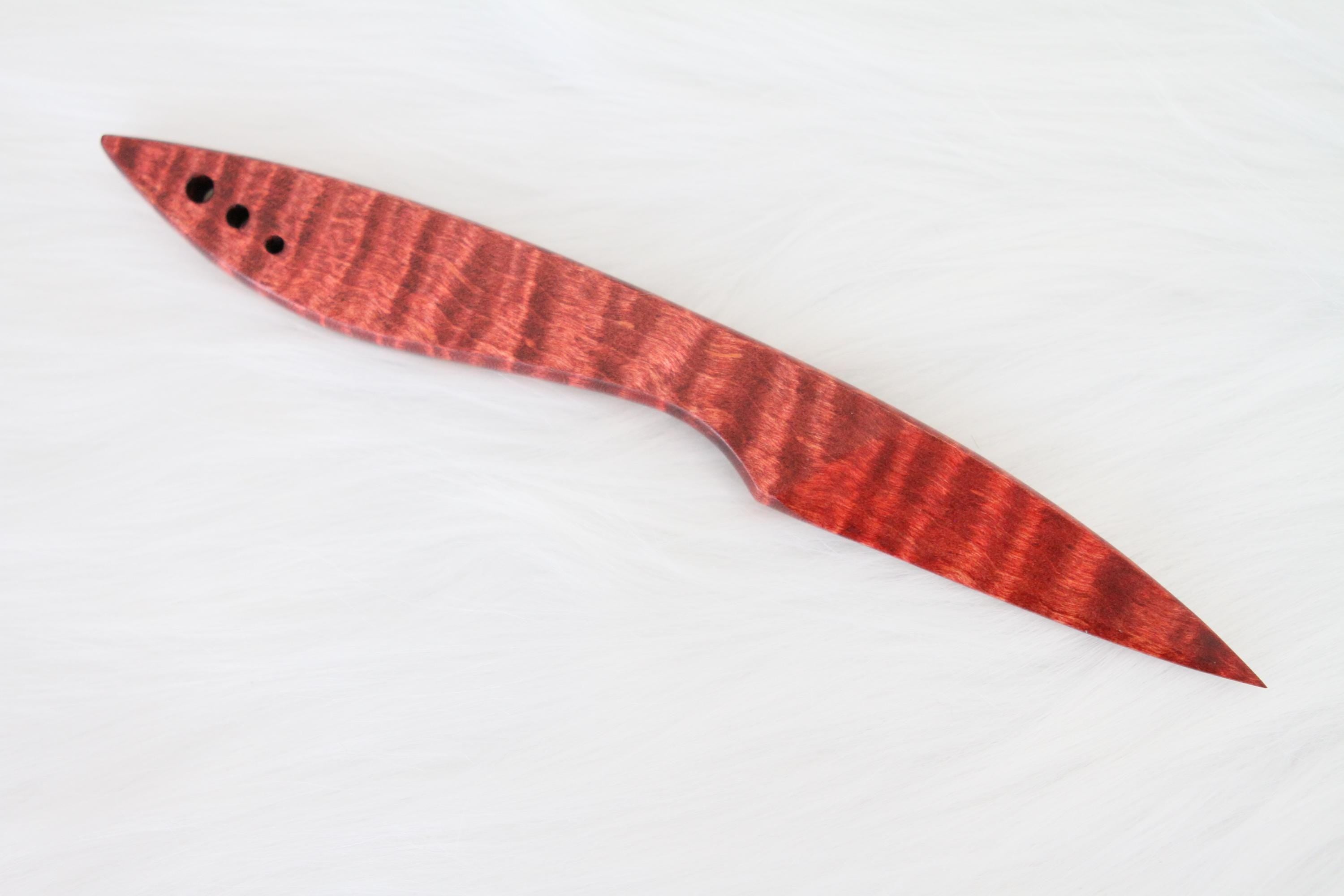 Curly Maple Letter Opener, Red