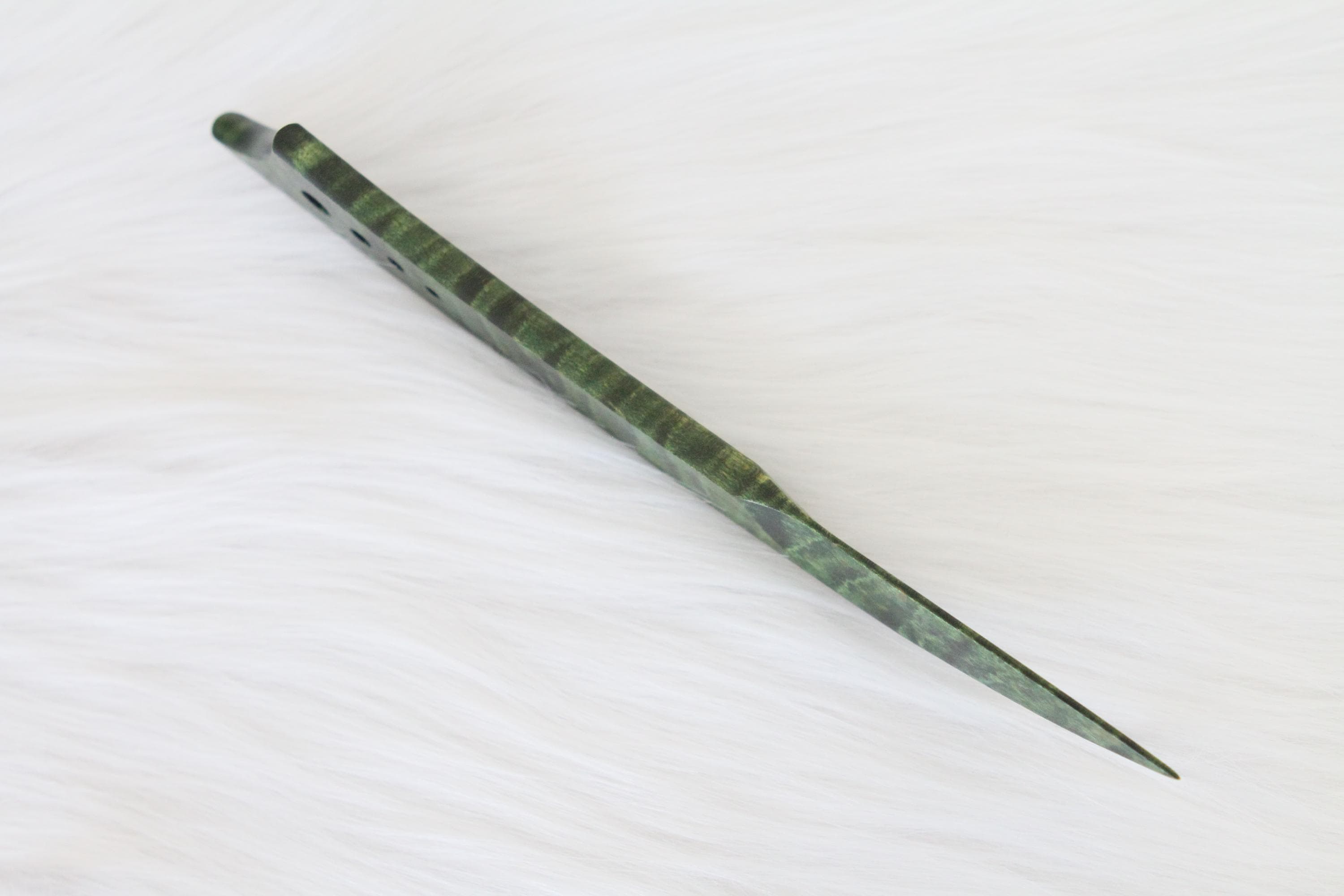 Curly Maple Letter Opener, Green