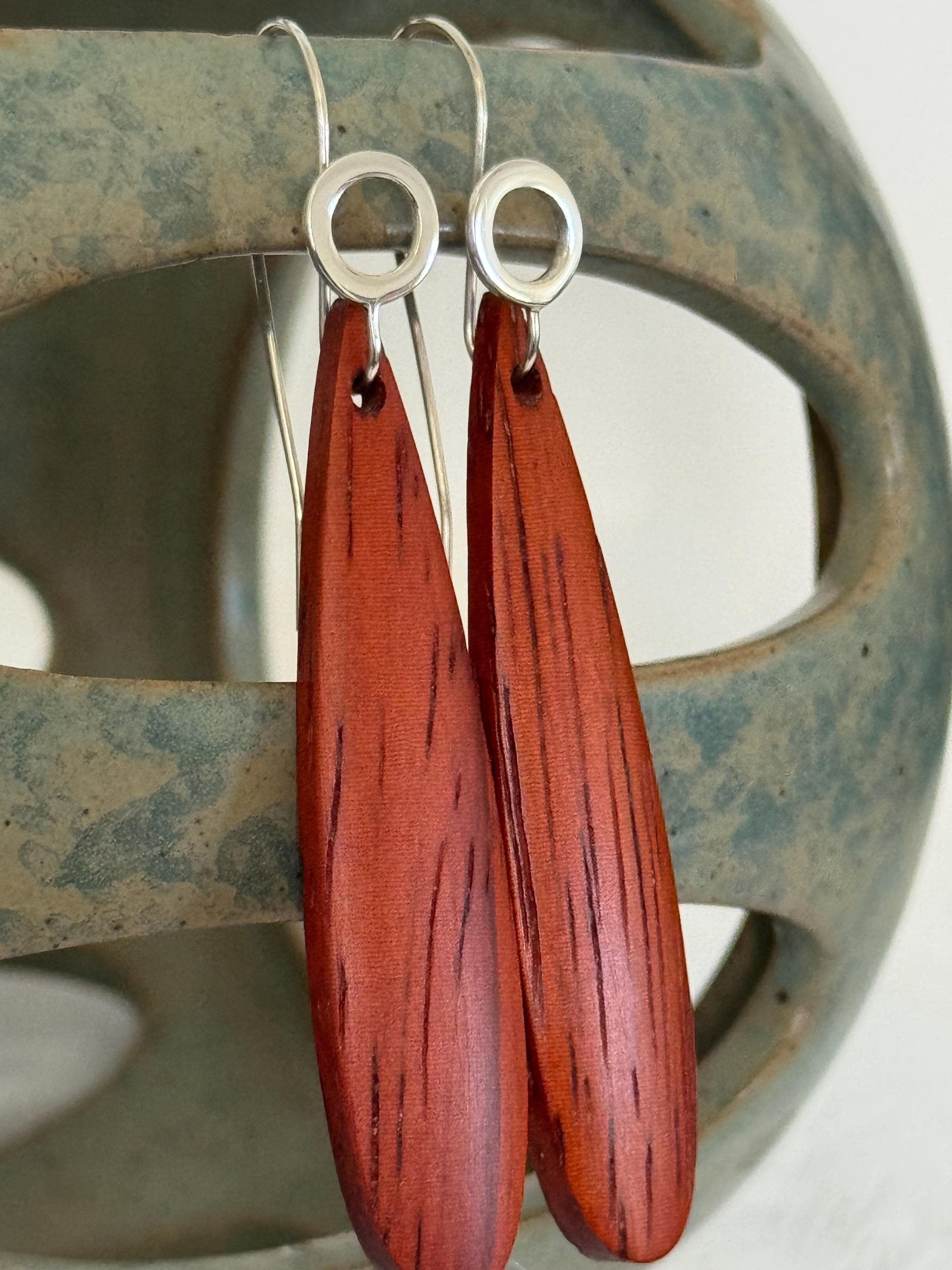 Pau Rosa and Sterling Silver Earrings