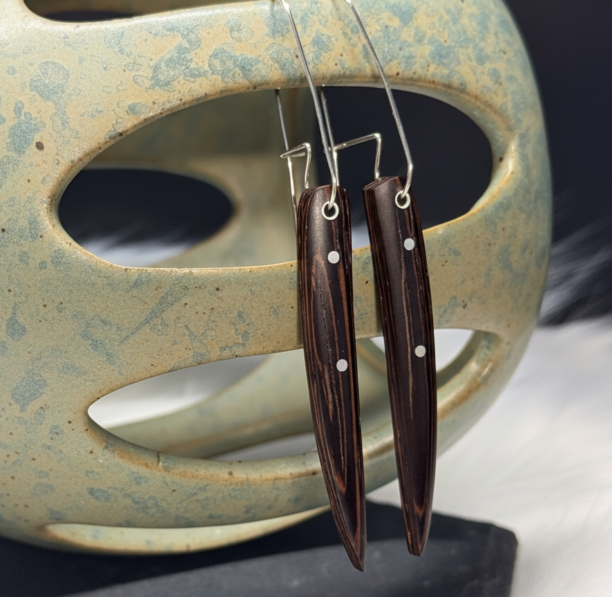 Wenge and Sterling Silver Earrings