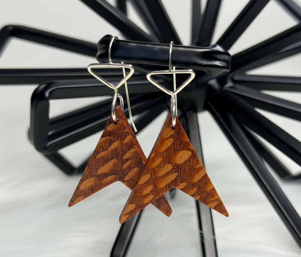 Leopardwood and Sterling Silver Earrings