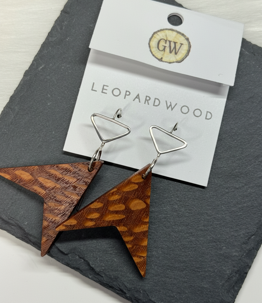 Leopardwood and Sterling Silver Earrings