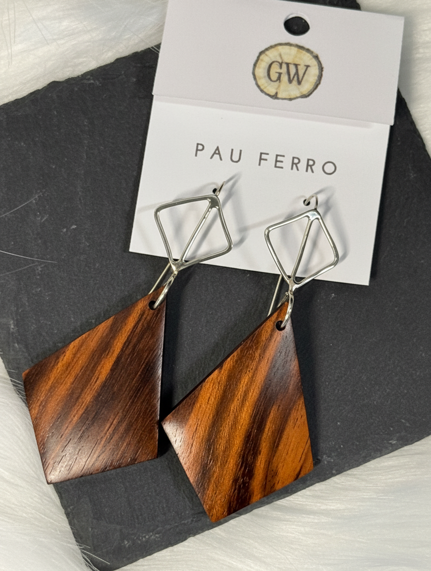 Pau Ferro and Sterling Silver Earrings