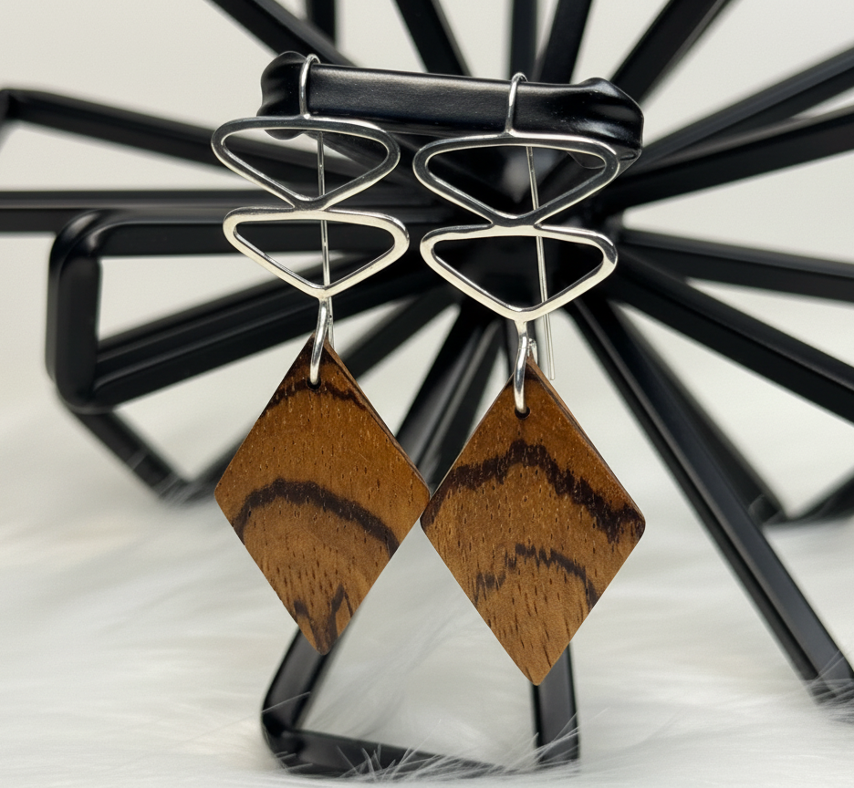 Zebrawood and Sterling Silver Earrings