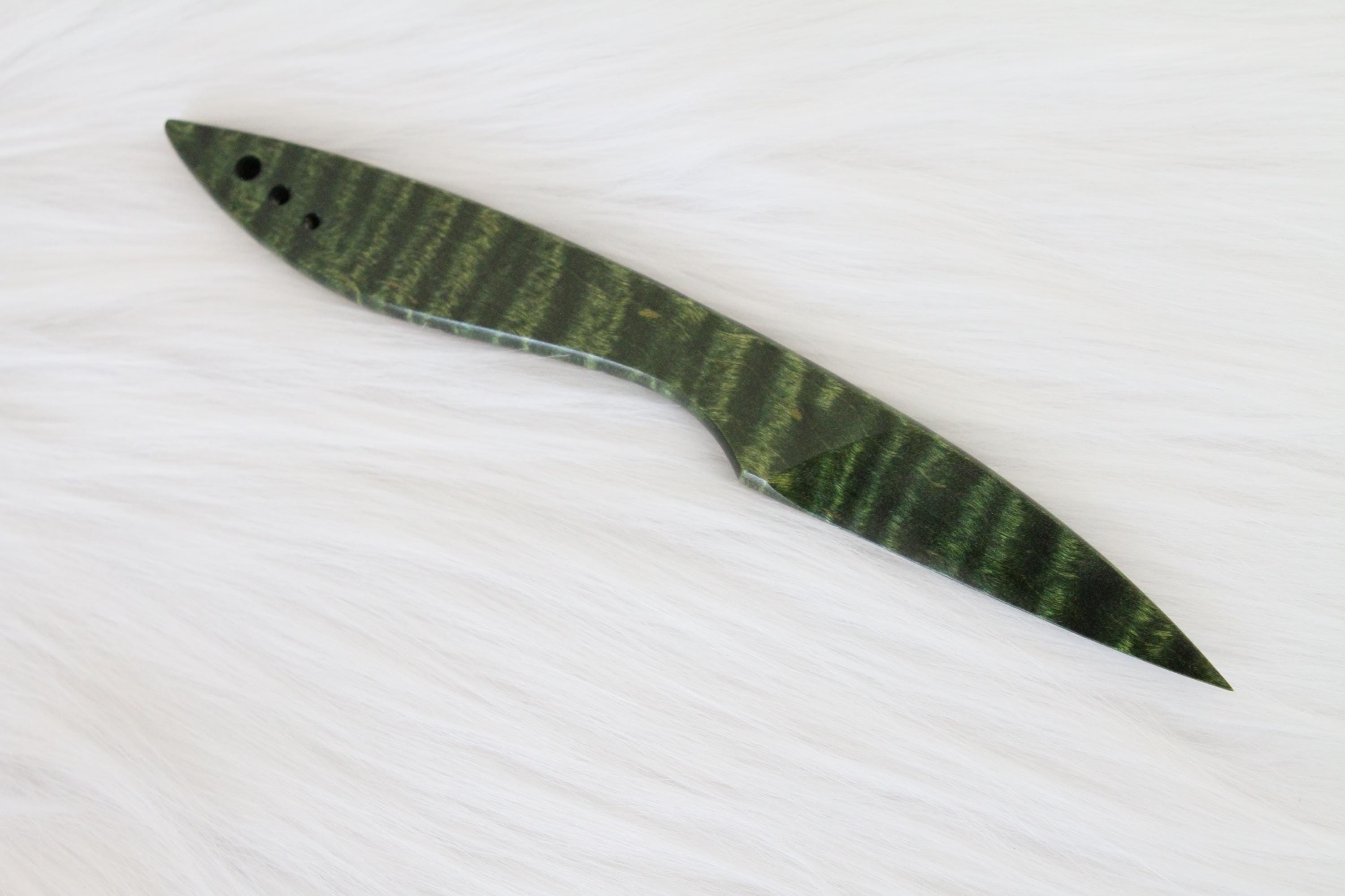 Curly Maple Letter Opener, Green