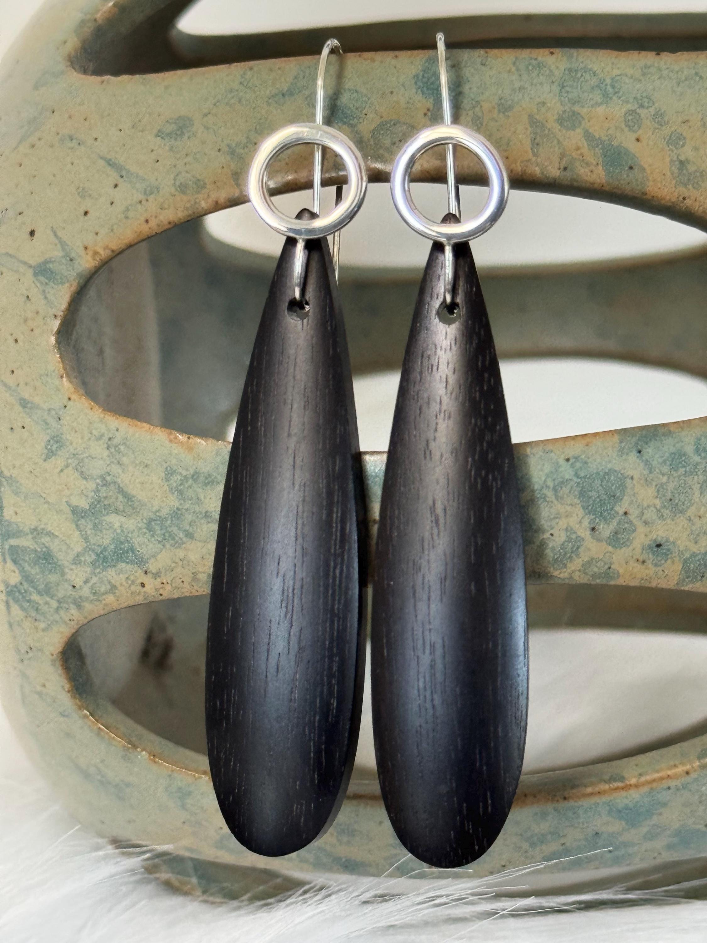 Gabon Ebony and Sterling Silver Earrings