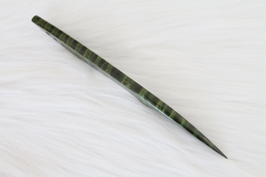 Curly Maple Letter Opener, Green