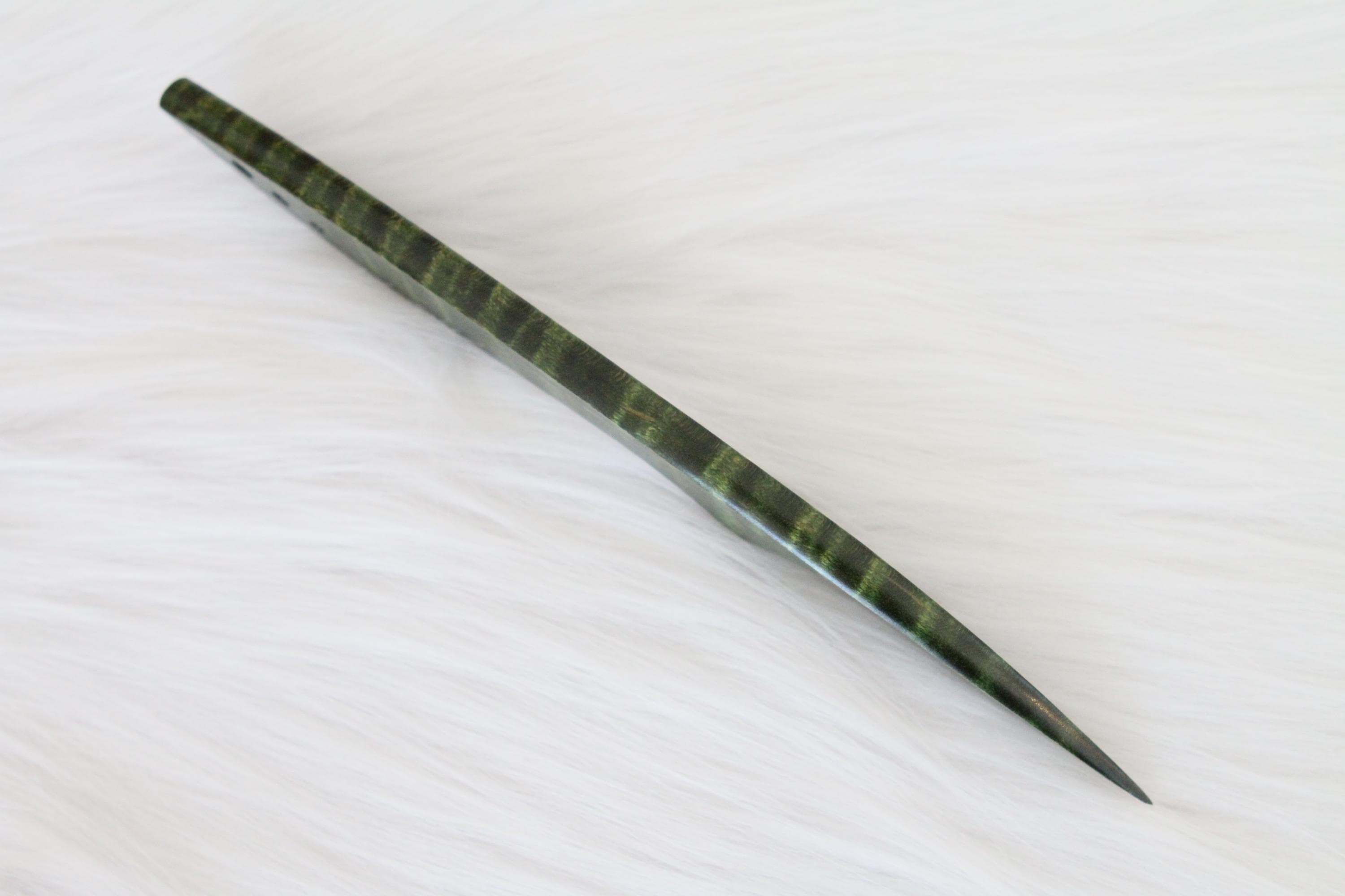 Curly Maple Letter Opener, Green