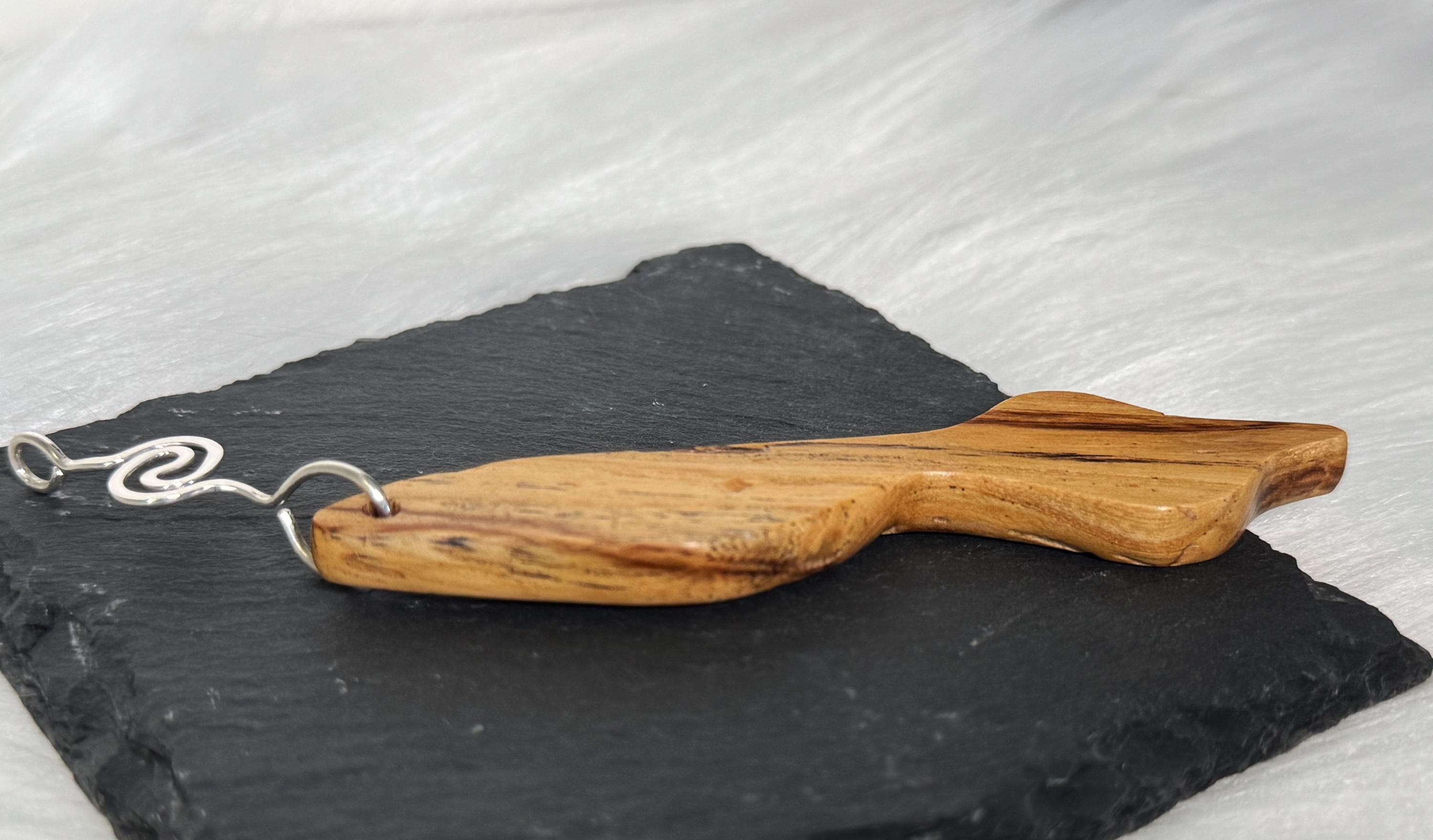 Spalted Elm and Sterling Silver Pendant