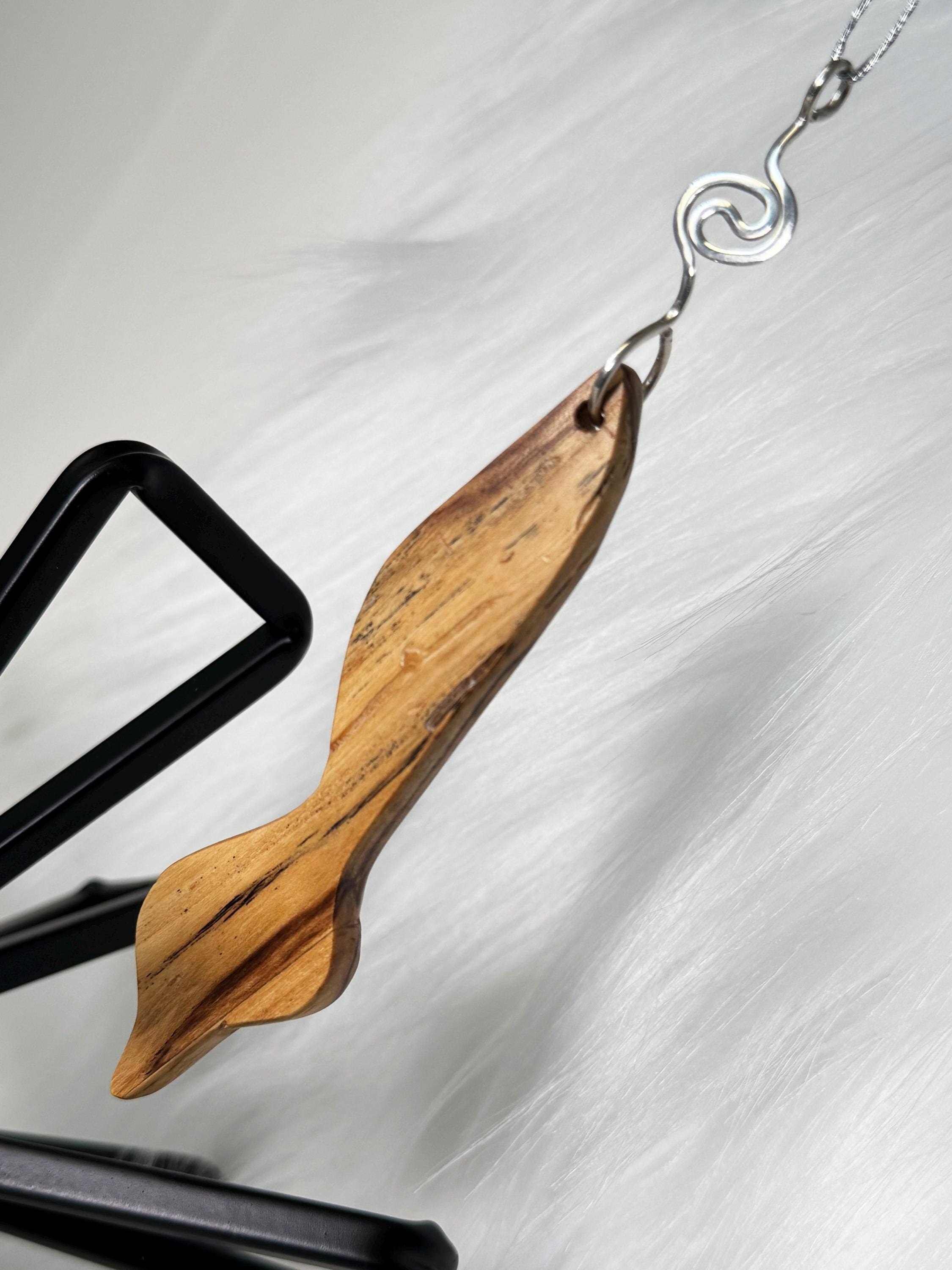Spalted Elm and Sterling Silver Pendant