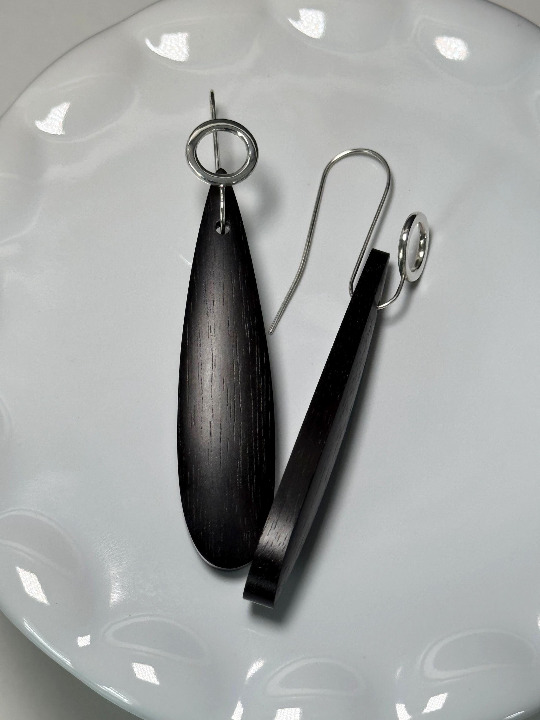 Gabon Ebony and Sterling Silver Earrings