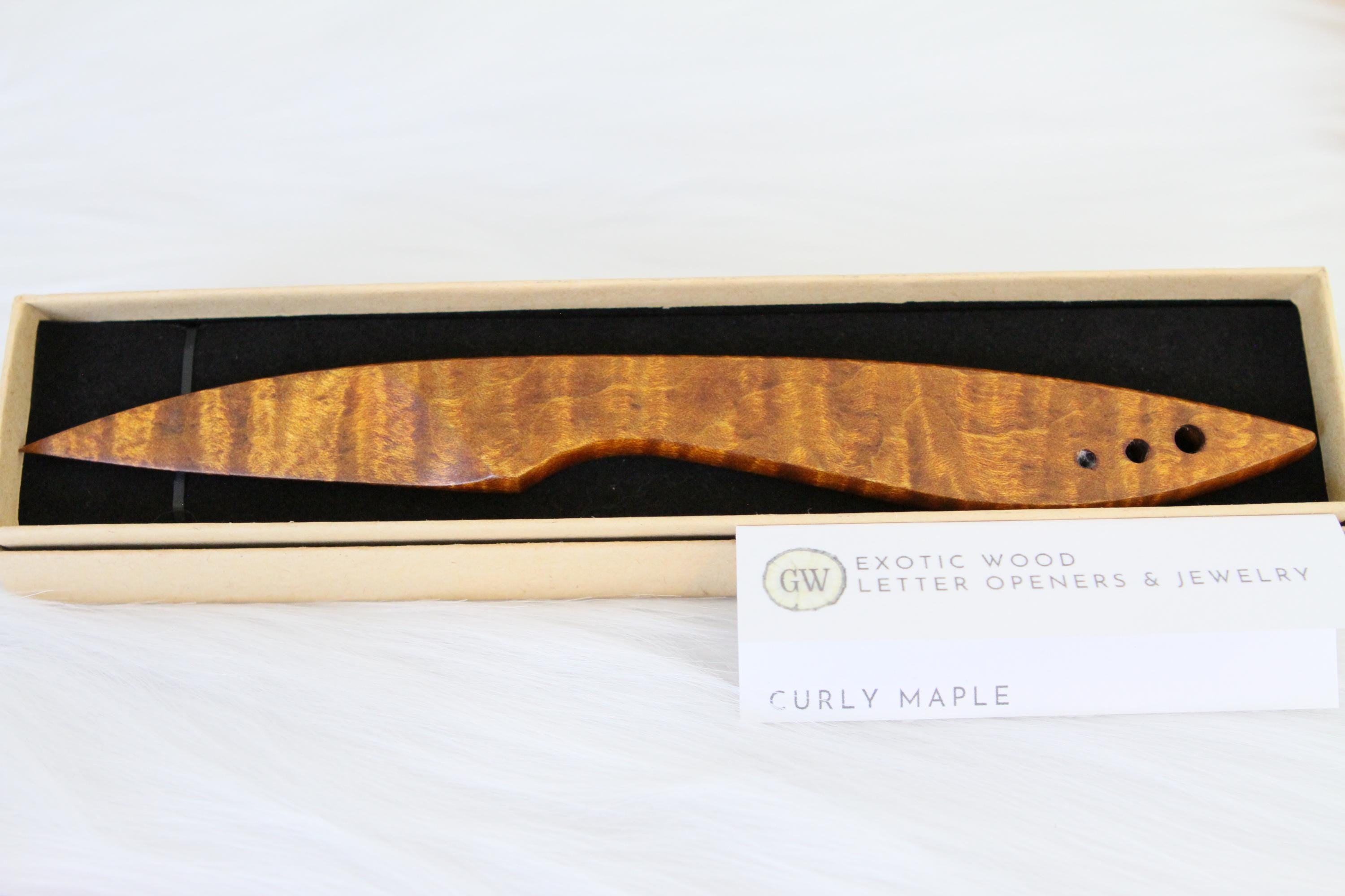 Curly Maple Letter Opener, Amber