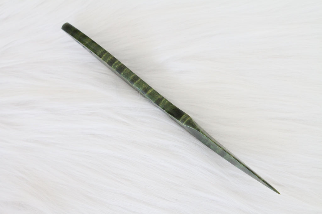 Curly Maple Letter Opener, Green