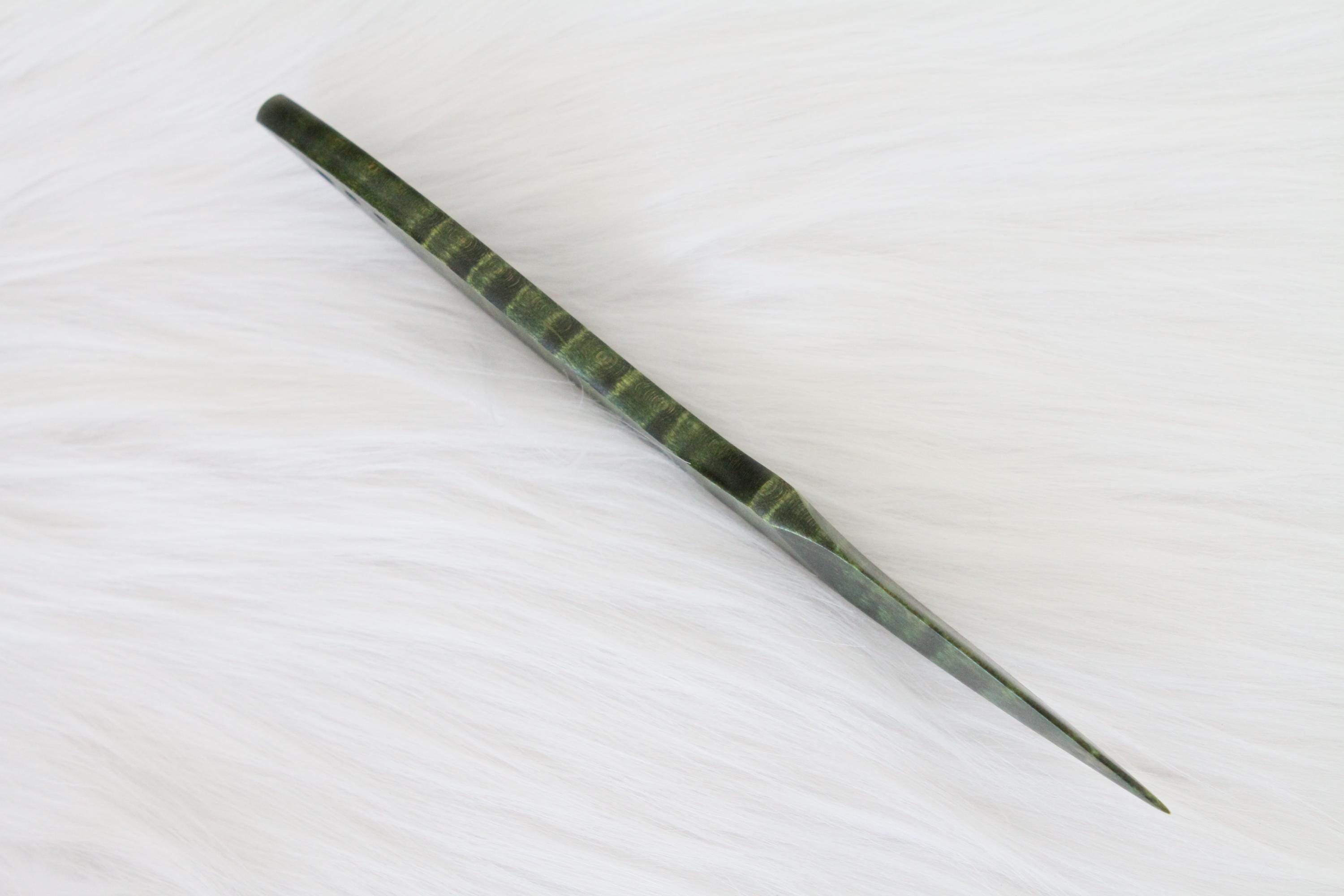 Curly Maple Letter Opener, Green
