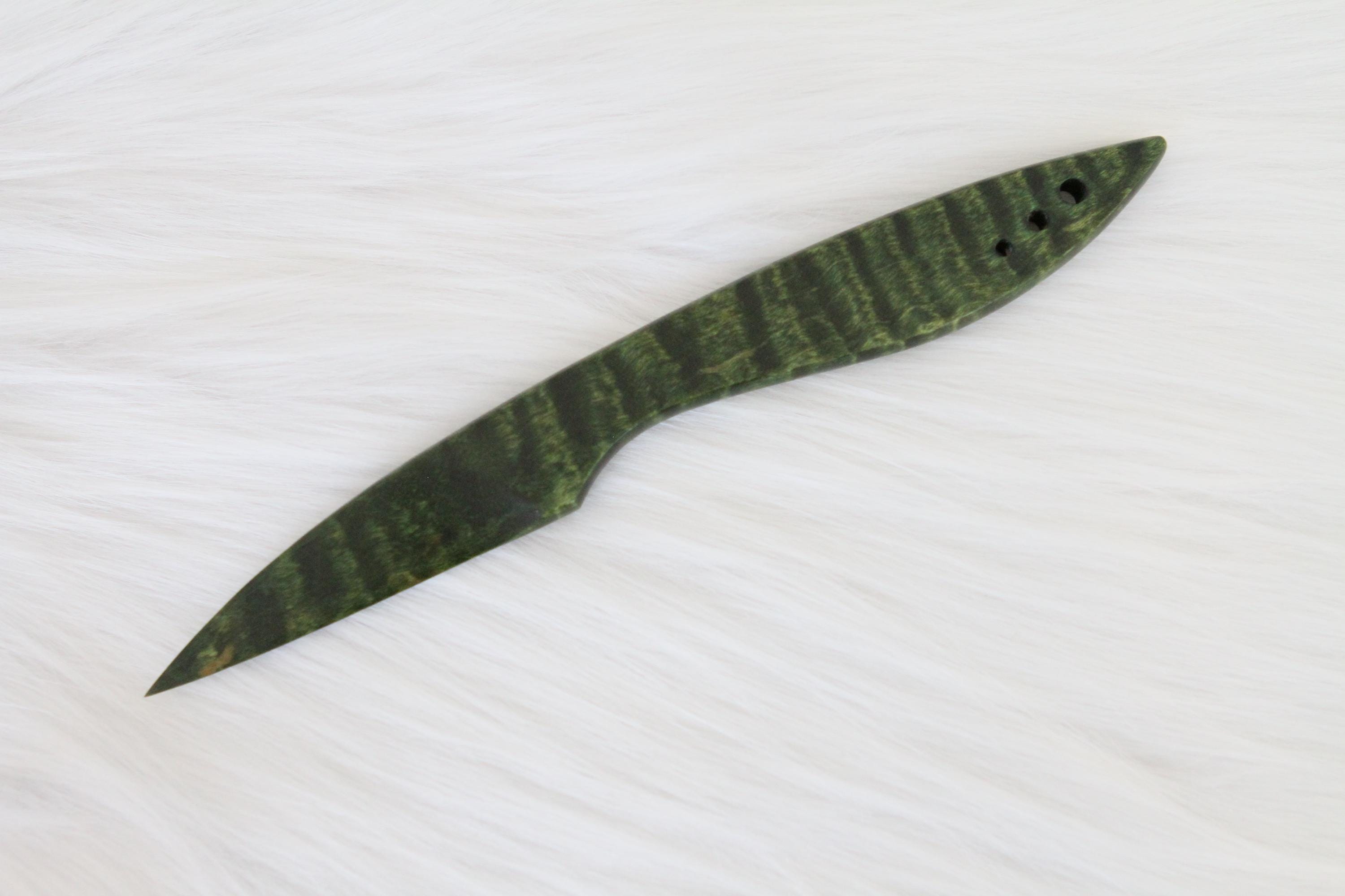 Curly Maple Letter Opener, Green